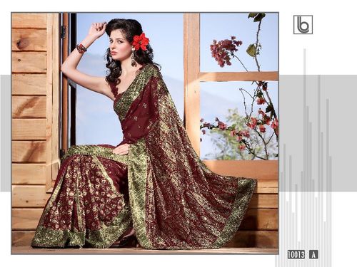 Beautiful Designer Embroidered Fancy Party Wear Sarees