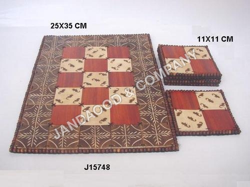 wooden coaster and mats