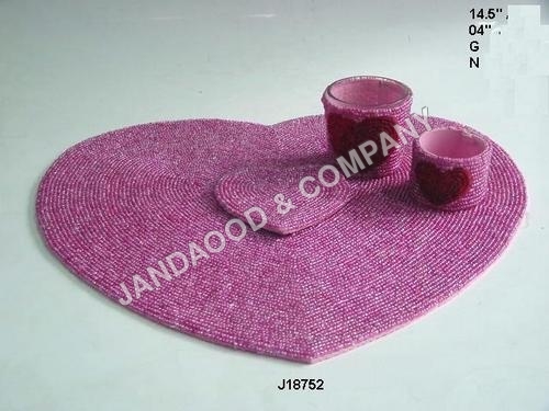 glass bead mats, coasters, napkin rings and votives