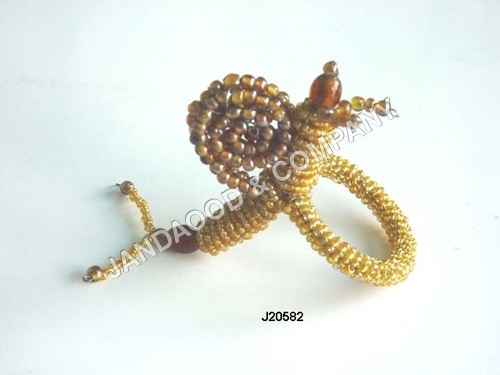 Napkin Ring in Glass Beads - 2x2x1 Inches, Gold Spiral Wire | Elegant Design, Durable, Easy to Clean