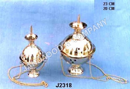 cast brass incense holder hanging in mirror polish