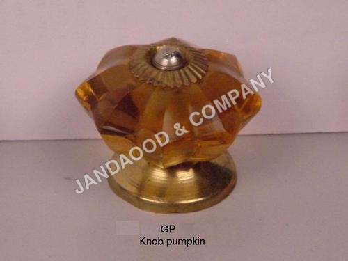 Glass Knob on Brass Base - Glass & Brass Material, Diameter 30-40 mm, Amber Color, Height 20-30 mm | Elegant Design, Durable Material, Easy Installation, Versatile Use