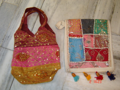 Sequined Cotton Canvas Hobo Bags
