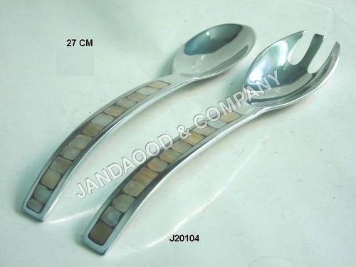 Aluminium salad set with bone mosaic
