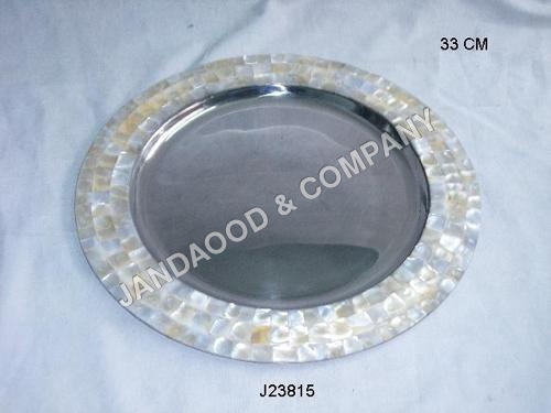 Aluminium charger plate with Mother of pearl mosaic