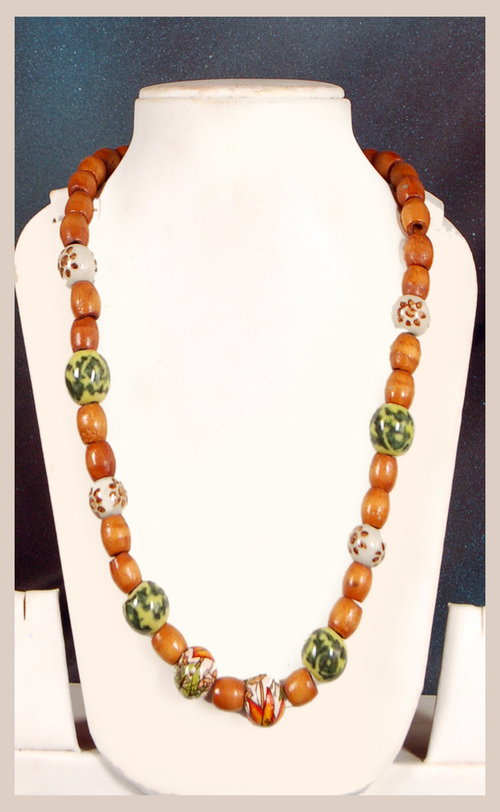 Wooden Necklace - Wood, 18 Inches, Brown Beads | Handcrafted Stylish Durable Fashion Accessory