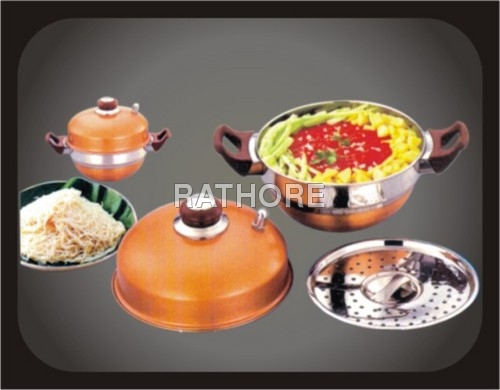 FULLY COPPER BOTTOM IDLY POT WITH STEAMER PLATE.