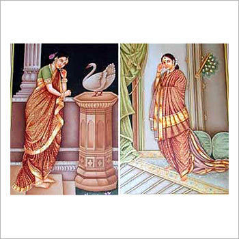 Lady Standing with Duck Paintings
