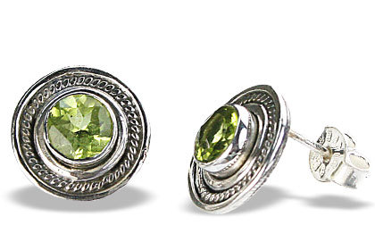 Peridot Earring - Sterling Silver, 10mm, Green | Handmade Sparkling Studs, 6mm Gemstone