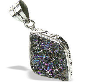 Drusy Pendant - Sterling Silver, 11x15 mm, Multicolor | Handcrafted Elegant Design