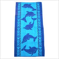 Jacquard Beach Towels - Cotton Blend, 30x60 Inches, Blue | Absorbent, Lightweight, Quick-drying, Soft, Durable, Attractive Design