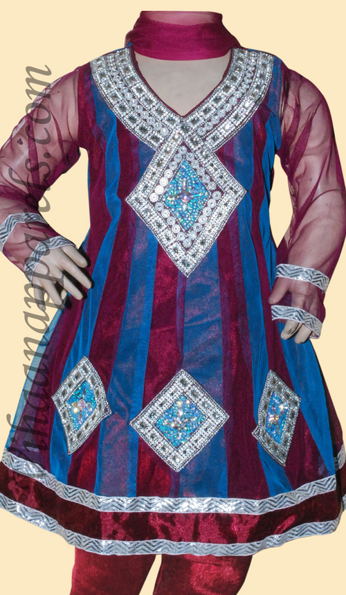 Royal Blue Net Shalwar Kameez