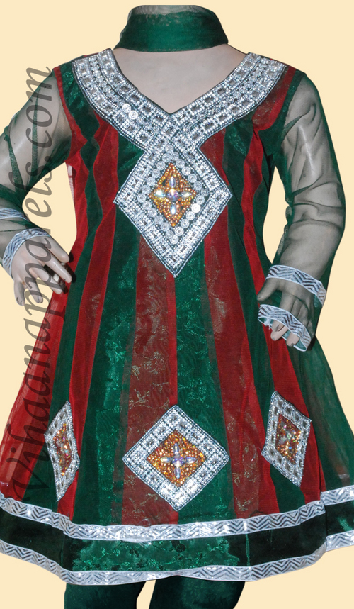 Cherry Red Embroidered ChuridarKameez