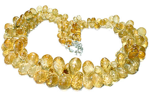 Citrine Necklace - 17 Inches, Citrine & Silver, Bead Size 7-10 mm, Adjustable Chain