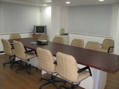 Conference Table - Wooden, Rectangular, Standard Height | Brown Color, Membrane Top, Modular Design, Easy Assembly, Durable, Spacious, Stable Base