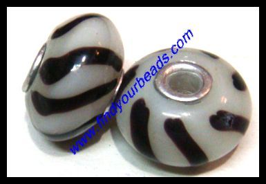 Pandora Beads - Glass Silver, 10-12 mm, Grey | Elegant Design, Unique Pattern, Glossy Finish