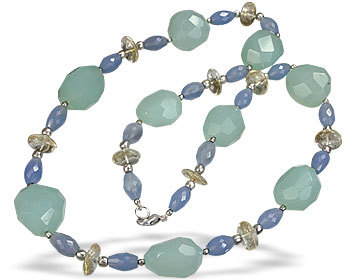 Onyx/Chalcedony/Citrine Necklace - 24 Inch, Gemstone Beads, German Silver | Multicolored, Stylish Fashion Accessory, 102 gm