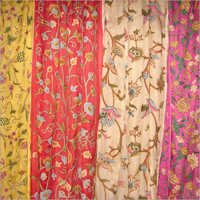 Hand Embroidered Silk Checks Curtains
