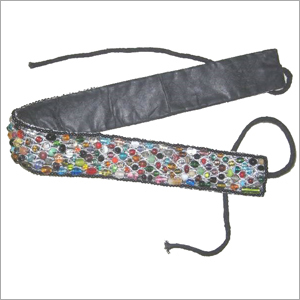 Beadeds Belt - Leather, Adjustable Length, Black, Multicolored Beads | Handcrafted, Stylish, Durable, Elegant Design