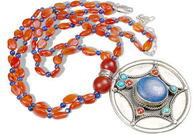Carnelian/Lapis lazuli/Turquoise Necklace