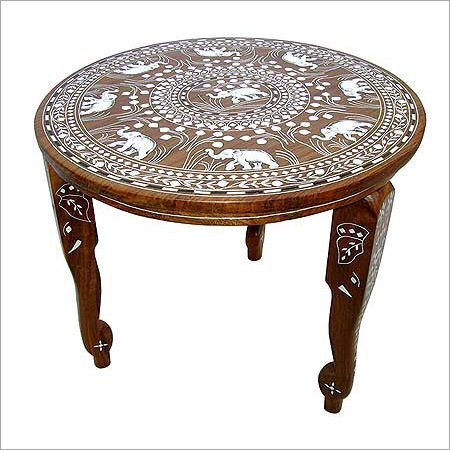 Inlaid Wood Round Table