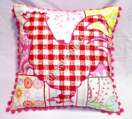 Rooster design patchwork cushion cover