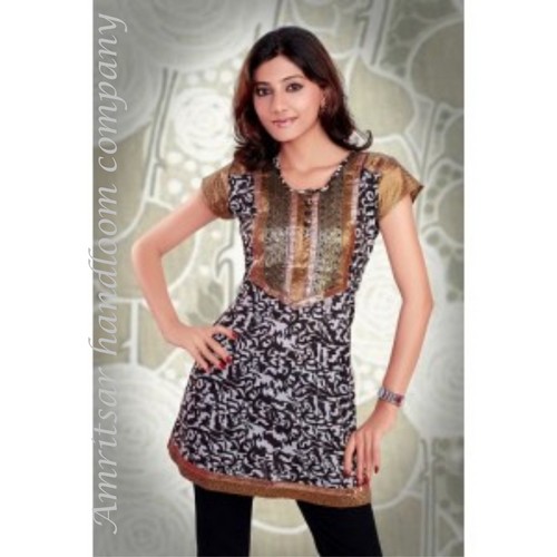 Embroidered Kurtis - Silk Fabric, Round Neck, Short Sleeves | Hand Embroidery, Elegant Patterns, Comfortable Fit, Trendy Style