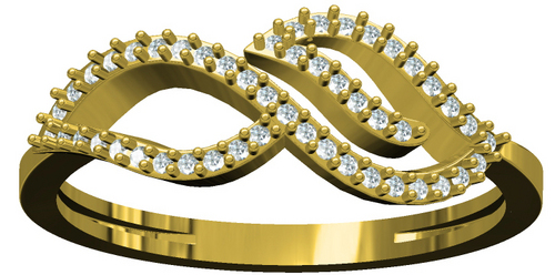 Ring Jewellery - 18K Yellow Gold, 0.18 Ct VVSI Diamonds, 48 Round Diamonds, 2.3 Grams Gold Weight, Elegant Design