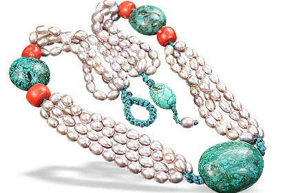 Pearl/Turquoise/Multi-stone Necklace