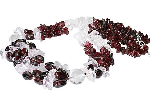 Garnet/Crystal/Rose quartz Necklace