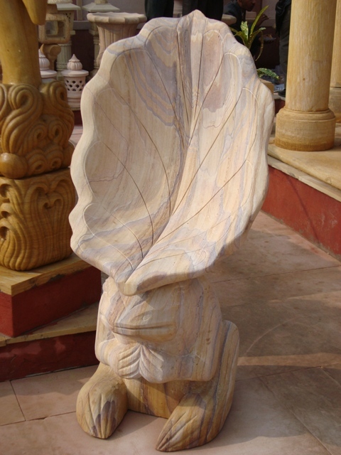 Designer Stone Leaf Bench