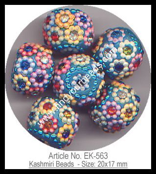 Kashmiri Beads-2 - Glass 20x17 mm, Multicolor | Intricate Design, Glossy Finish, Durable, Versatile
