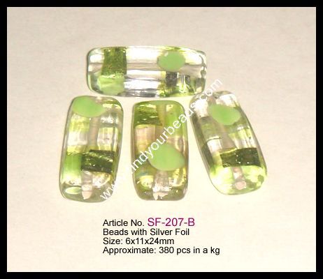 Silver Foil Beads - Silver Foil, Rectangular, Variable Size, Green | Decorative, Versatile, Lightweight, Durable