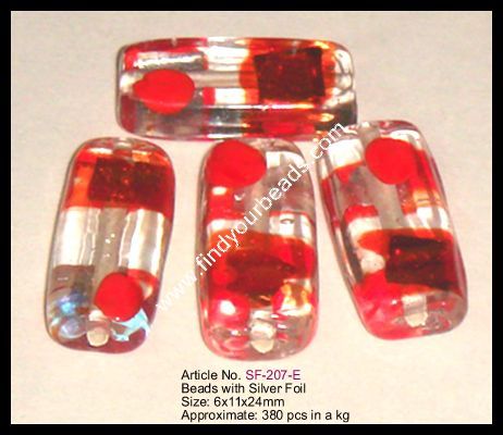 Silver Foil Beads - Silver Foil, Glass, Variable Size, Red | Decorative, Versatile, Durable, Eye-Catching, Unique