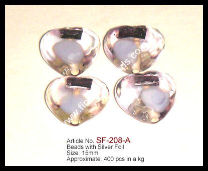 Silver Foil Beads - Silver Foil, 2-3 cm, Heart Shape | Decorative, Elegant, Lightweight, 4 Pieces
