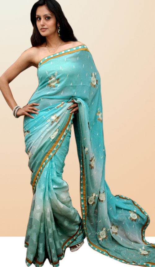 Georgette Jacquard saree