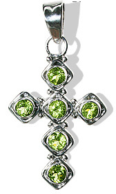 Peridot Pendant - Sterling Silver, 1.4 Inch, Green | Elegant Design, Faceted Gemstone Accents, Rhodium Polished