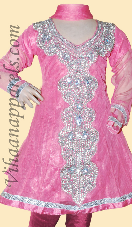 Net Shantoon jacquard kids salwar kameez