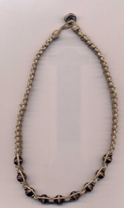 BONE BEADS WITH HEMP TWISTED NECKLACE