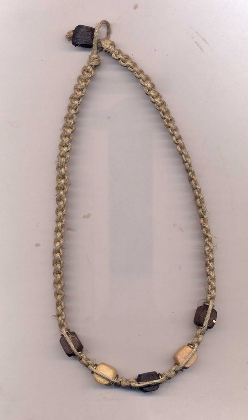 Wood Beads Hemp Twisted Necklace 