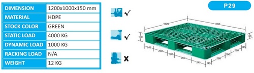 Light Duty Stackable Plastic Pallet 4 Way Entry