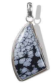 Obsidian Pendent - Sterling Silver, 30mm x 22mm, Black | Handcrafted, Snowflake Obsidian, Unique Style