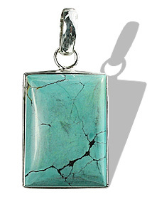 Turquoise Pendent - Sterling Silver 1.25 Inch Blue, Handcrafted Genuine Turquoise Pendant