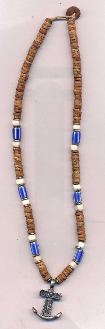 METAL, WOOD, GLASS MIX NECKLACE