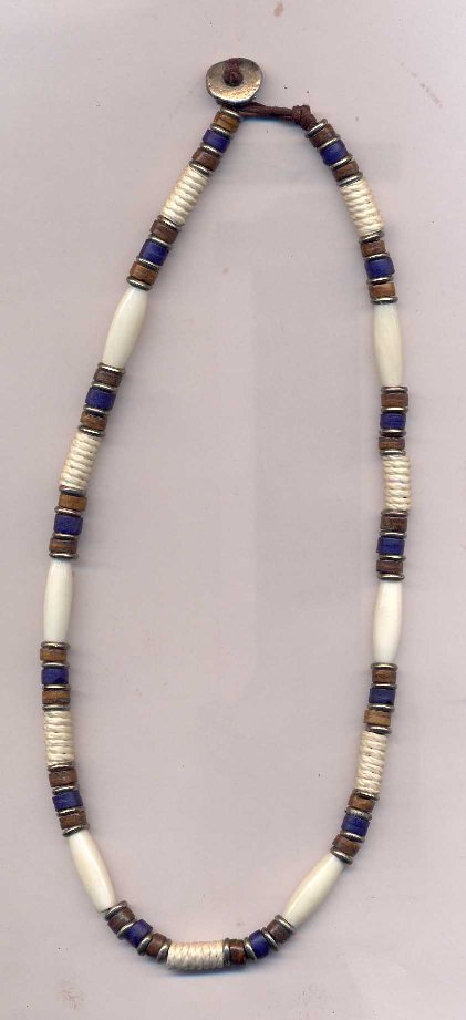 BONE METAL HEMP MIX NECKLACE 