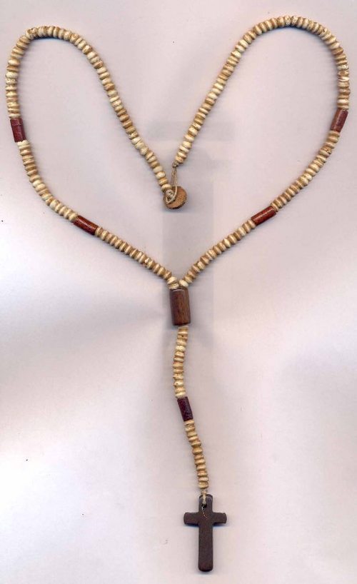 BONE BEADS ROSARY NECKLACE