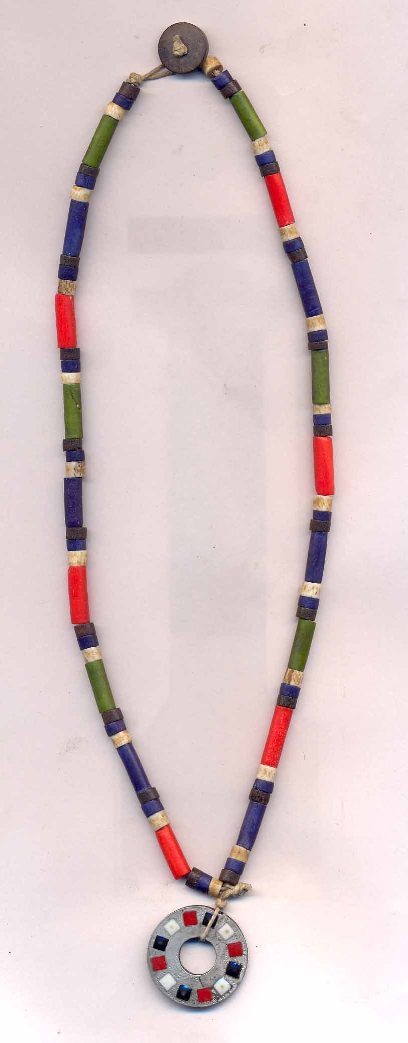 MULTI COLOR BONE METAL PENDENT NECKLACE 