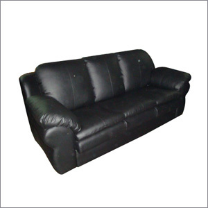 Sofa - Leather, 7ft x 3ft x 2ft, Black | Foam Cushioning, Wood Frame, Spacious, Elegant, Durable