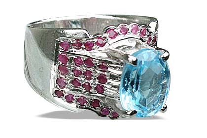 Blue Topaz/ Ruby Ring