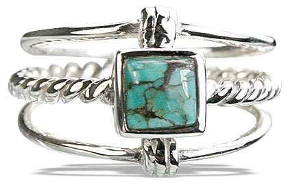 Tourquoise Ring - Sterling Silver, 5mm x 5mm, Blue/Green | Stylish Hand-Made Accessory, Turquoise Stone, Captivating Design